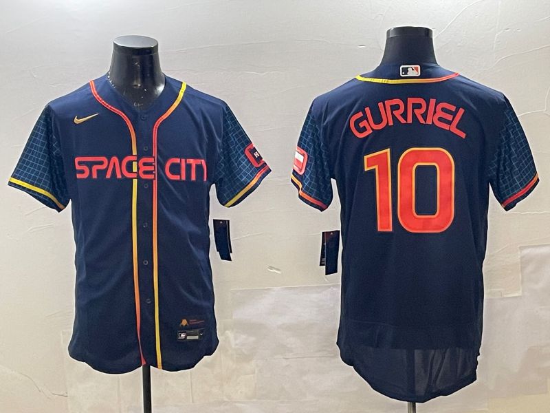 Men Houston Astros 10 Gurriel Blue City Edition Elite 2025 Nike MLB Jersey style 1